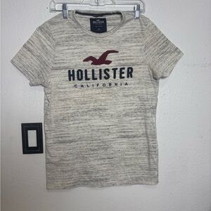 Hollister Cream T-Shirt with Maroon Logo